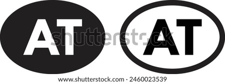 Austria country code icon set in two styles . Austria abbreviation icon . Austria domain name icon vector