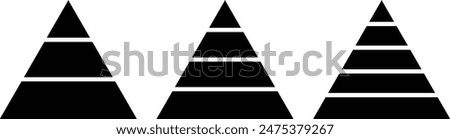 Pyramid infographic set . Pyramid charts with 3, 4, 5 levels . Vector illustration