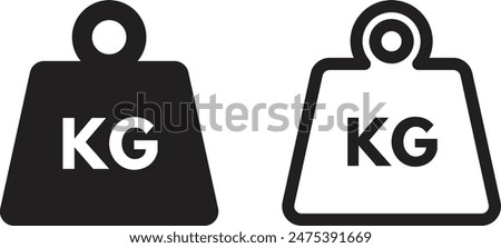 Kilogram weight icon set in two styles . KG weight icon . Scale icon vector