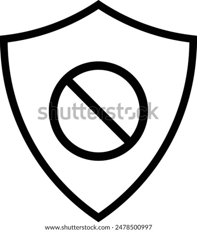 Shield block sign . Shield prohibition icon . Shield ban icon vector