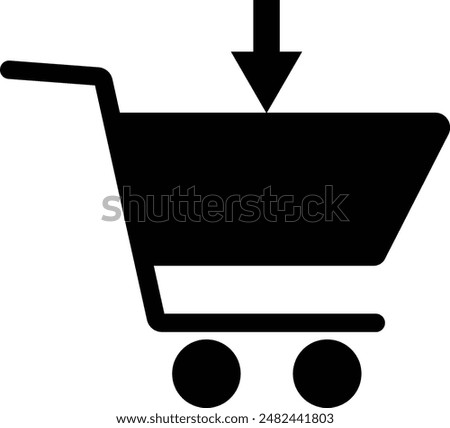 Add to shopping cart icon with down arrow . Vector illustration