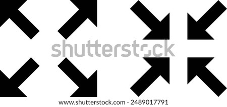 Full screen and exit full screen icon set isolated on white background . Vector illustration