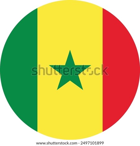 Round Senegal flag , Circle flag of Senegal . Senegal flag button . Vector illustration