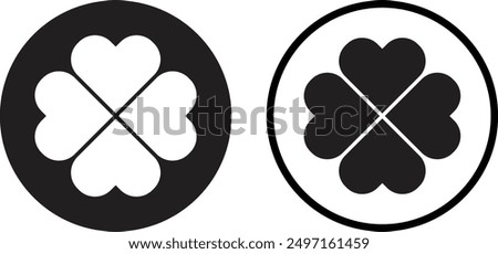 Clover leaf icon set in two styles isolated on white background . Clover icon vector