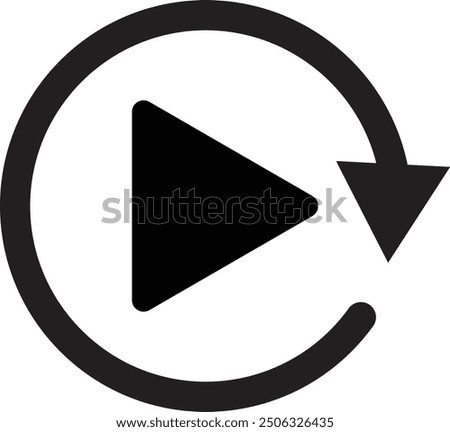 Replay icon isolated on white background . Replay video button icon vector