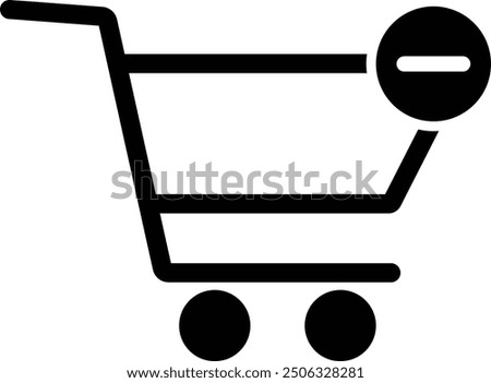 Remove from shopping cart icon in trendy style . Shopping cart with minus icon vector