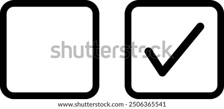 Checkbox set with blank and checked checkbox icon isolated on white background . Check and uncheck icons . Vector