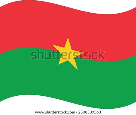 Waving Burkina Faso flag . Wavy Burkina Faso flag . Burkina Faso flag  fluttering . Vector illustration