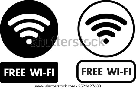 Free WIFI icon set in two styles . Free wireless internet icon . Internet connection icon vector