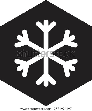 Cold hexagon icon . Snowflake icon in hexagon . Frost icon . Vector illustration