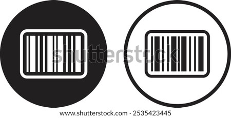 Barcode icon set in two styles . Barcode label icon on circle . Vector illustration