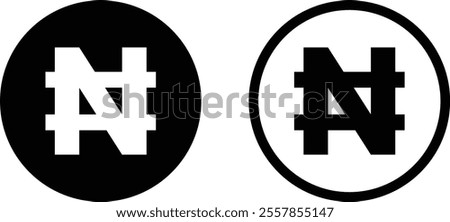 Nigerian naira icon in two styles isolated on white background . Naira icon vector