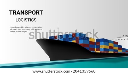 Transportation by cargo ship, online order tracking, global logistic, sea logistics. Ship, warehouse, cargo, container, courier. Concept for website or banner. 3D Perspective Vector illustration Zdjęcia stock © 
