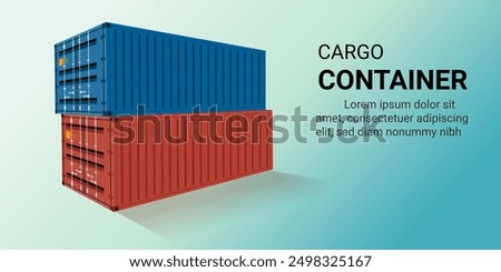 3d Vector illustration of Cargo container with parcel box. Global business delivery logistics service, Shipping Container, Warehouse, Sea transportation, Logistics Cargo, Goods, Container transport