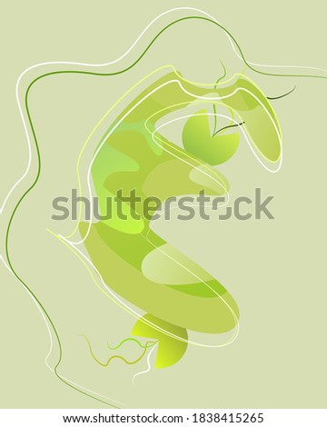 Creative minimalist abstract illustration in green for wall art, book cover design and postcard. EPS by Affinity Designer.