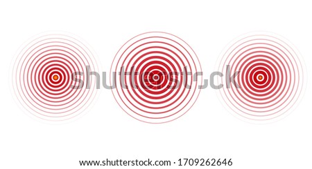 Pain Concentration Icon Red Transparent Circles, Pain Concentration Symbol for Painkillers, Headache, Toothache, Muscle and Stomach Pain, and more. Vector illustration