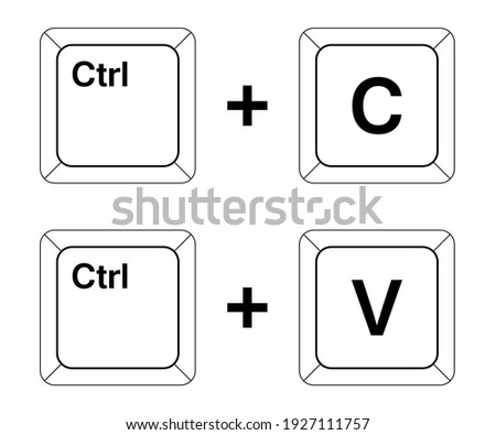 Ctrl C, Ctrl V keys on the keyboard, copy and paste the key combination. Insert a keyboard shortcut for Windows devices. Computer keyboard icons. Vector illustration