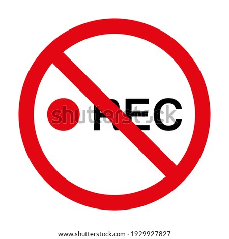 Video recording is prohibited. Camcorder icon is missing. Flat style. Isolated on white background. Vector graphics
