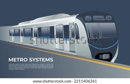 Vector illustration of mass rapid transportation train in metro station