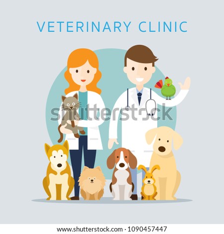 Male & Female Veterinarian with Pets