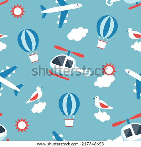 Seamless Pattern: Air Transportation