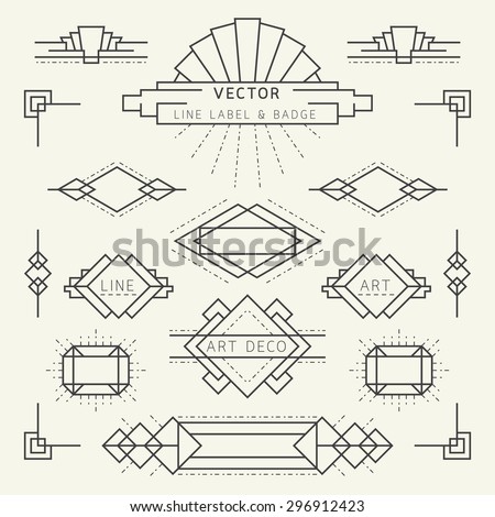 Art Deco Style Linear Geometric Labels and Badges Monochrome, Graphic Elements  ストックフォト © 