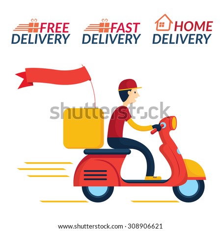 Delivery Boy Ride Scooter Motorcycle Service, Order, Worldwide Shipping, Fast and Free Transport