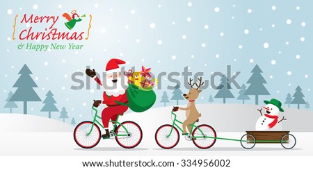 Similar – Image, Stock Photo Santa Claus riding bicycle along mountain road