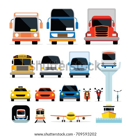 Vehicles, Cars and Transportation in Front View, Mode of Transport, Public and Mass