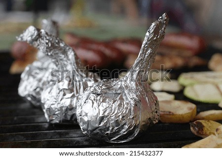 mushrooms wrapped in tin foil for barbecue