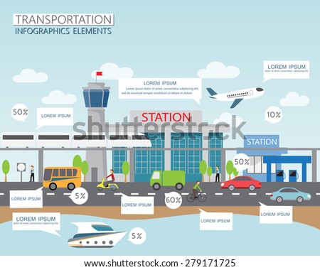 transportation, shipping and city traffic infographics element. can be used for workflow layout, diagram, web design, banner template. Vector illustration