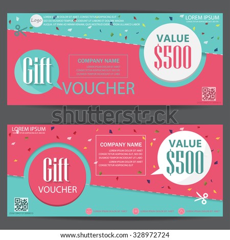 gift voucher certificate coupon template, cute and modern style. can be use for business shopping card, customer sale and promotion, layout, banner, web design. vector illustration