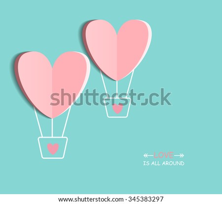 Symbol of love on sweet blue background, greeting card, Flat design Happy Valentines. can be add text. vector  illustration