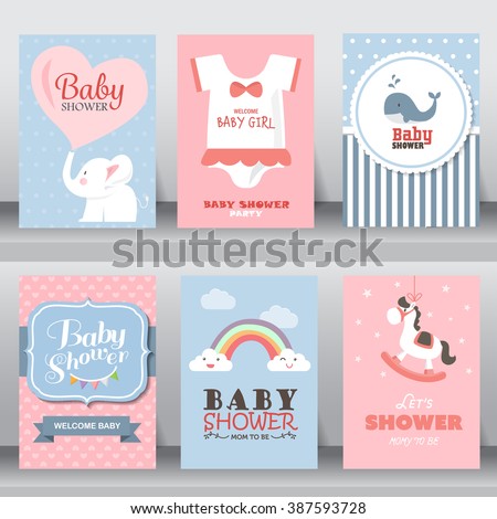 happy birthday, holiday, baby shower celebration greeting and invitation card.  there are shoes, moon, dress. layout template in A4 size. vector illustration. text can be added ストックフォト © 