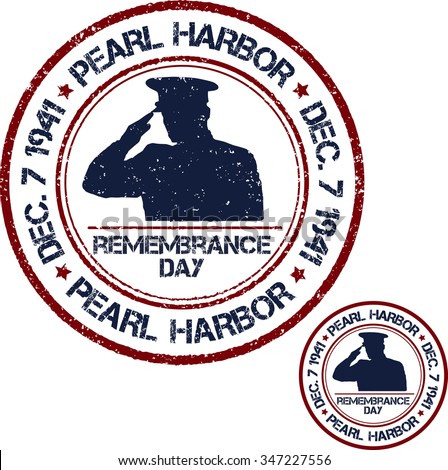 Pearl Harbor. Remembrance day. Vector illustration Patriotic stamps