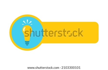 Quick tips. Useful tricks, tooltips, useful information for websites, social media posts. Yellow sticker with a burning light bulb. Vector icon in flat style.