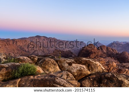 Mountains morning landscape near of Moses mountain, Sinai Egypt