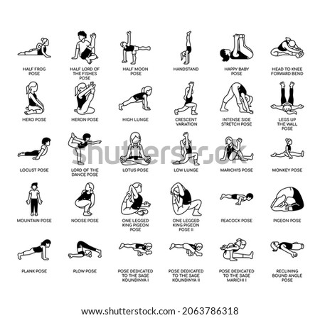 Yoga Poses 2 , Thin Line and Pixel Perfect Icons