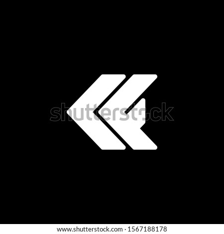 Initial letter KF or CF logo template with modern arrow illustration in flat design monogram symbol