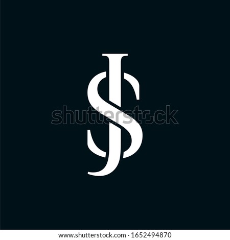 Initial letter JS or SJ logo template with vintage overlap serif font illustration in flat design monogram symbol