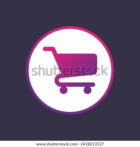 Shopping cart glyph icon, trolley sign vector graphics, basket symbol pictogram isolated on a white background. Suitable for Web Page, Mobile App, UI, UX and GUI design. eps 10.