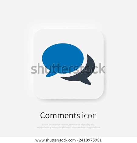 Comments or chat icon concept, speech bubble sign vector graphics, conversation or dialogue symbol pictogram isolated on white background. Suitable for Web Page, Mobile App, UI, UX and GUI design. 