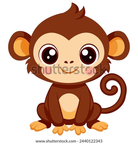 Cute cartoon monkey isolated on white background. Vector illustration.