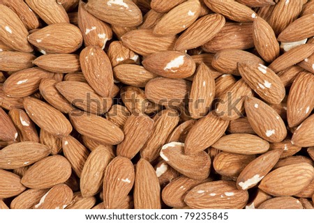 Almonds, seen from directly above and in full frame