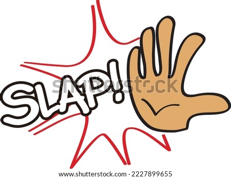 Hand Slapping in Cartoon Reflection vector illustration isolated on white - slap text illustration Stock fotó © 