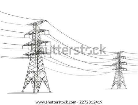 Electrical Towers, Power Towers black on white. Vector illustration isolated, eps