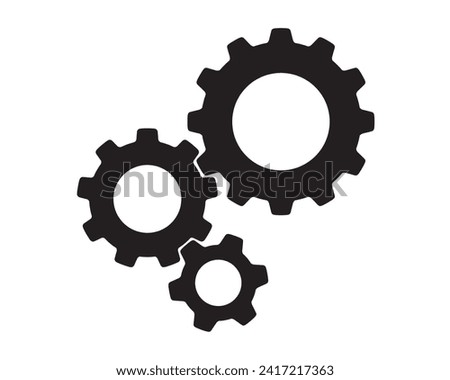 Three Cogs, Machinery Symbols Stock, vector illustration isolated on white background, eps