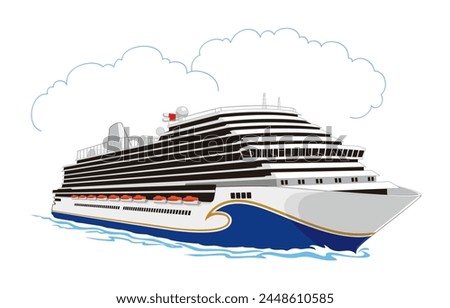 Cruise Ship vector illustration isolated on white background, eps