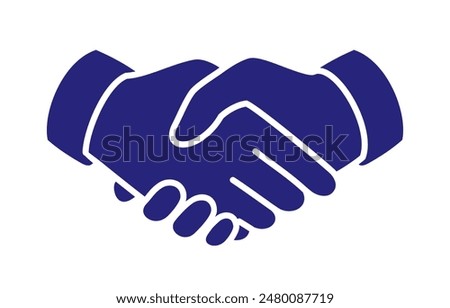 Shake Hands Silhouette Icon in Blue Color, vector illustration isolated on white background, eps