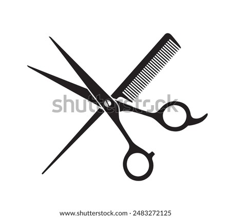 Scissors and Comb, Barber Shop Icon. Vector illustration isolated, eps